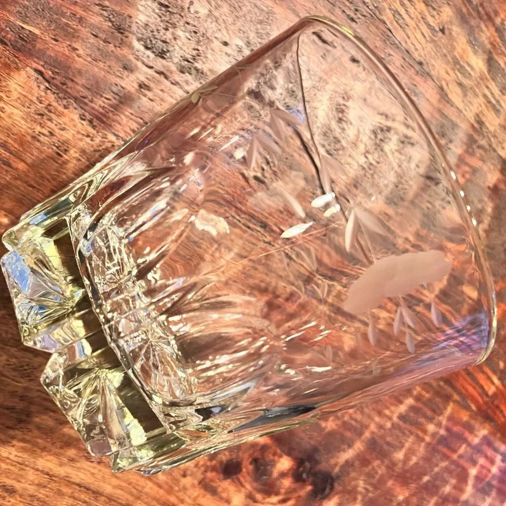 Vintage Princess House Heritage Floral Etched Ice Bucket.